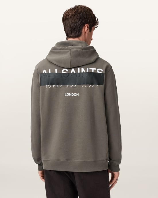 AllSaints Redact Hoodie Mens Forest Green - Image 2
