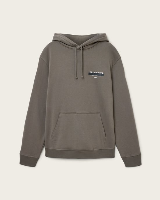 AllSaints Redact Hoodie Mens Forest Green - Image 4