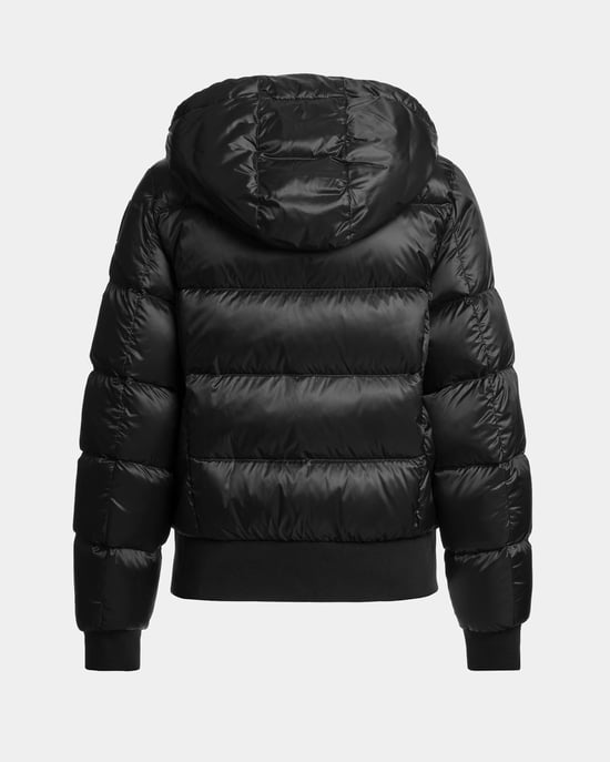 Mariah Long Sleeve Adjustable Drawstring Bomber Jacket in Black - Image 3