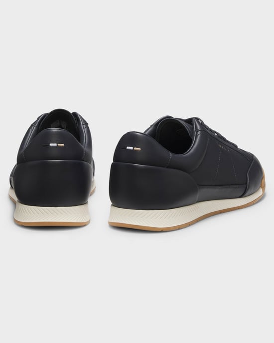 Nitan Leather Trainers in Dark Navy - Image 3