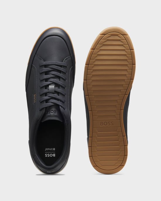 Nitan Leather Trainers in Dark Navy - Image 4