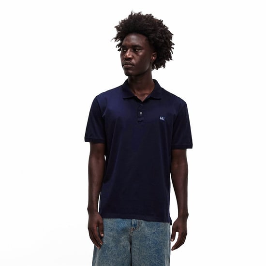 Men's C.P. Company Short Sleeve Polo Shirt in Ttl Eclipse 888 - Image 3