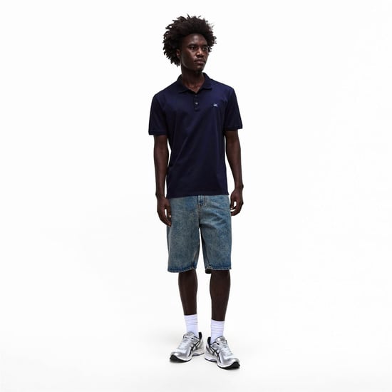 Men's C.P. Company Short Sleeve Polo Shirt in Ttl Eclipse 888 - Image 6