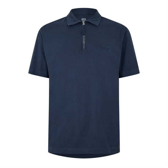 Men's C.P. Company Short Sleeve Polo Shirt in Mid Navy 889 - Image 1