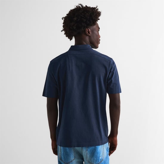 Men's C.P. Company Short Sleeve Polo Shirt in Mid Navy 889 - Image 4