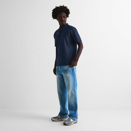 Men's C.P. Company Short Sleeve Polo Shirt in Mid Navy 889 - Image 6