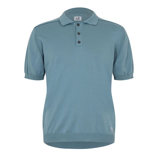 Men's C.P. Company Short Sleeve Polo Shirt in Silver Blue 809 - Image 1