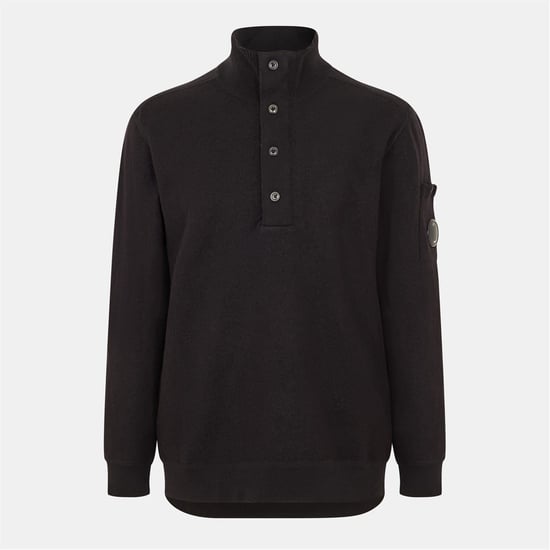 Men's C.P. Company Mock Neck High Collar Long Sleeve Sweater in Black 999 - Image 1