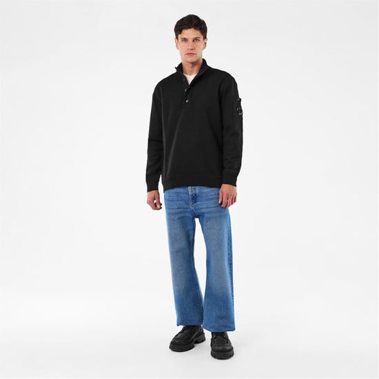 Men's C.P. Company Mock Neck High Collar Long Sleeve Sweater in Black 999 - Image 4