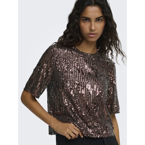 Jacqueline de Yong lola 2/4 sequin top jrs 15382815 rum raisin - Image 3