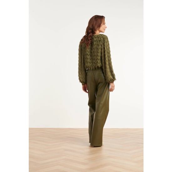 Smashed Lemon Top met v-hals en decoratieve fringe structuur | - Image 3