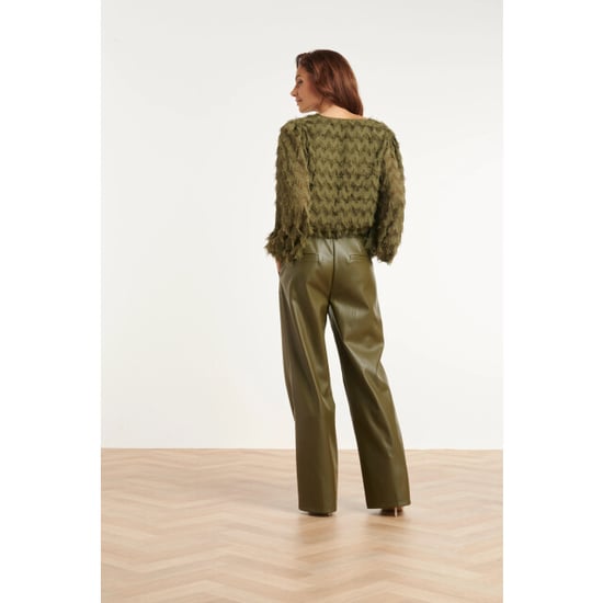 Smashed Lemon Top met v-hals en decoratieve fringe structuur | - Image 5