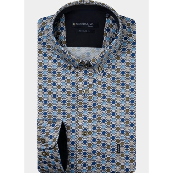 Giordano Overhemd heren dino satin stretch geometric 627027/70 - Image 2