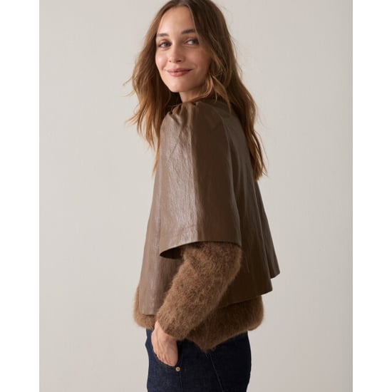 Summum 2s3578-12526 756 puff sleeve top soft faux leather sepia brown - Image 1