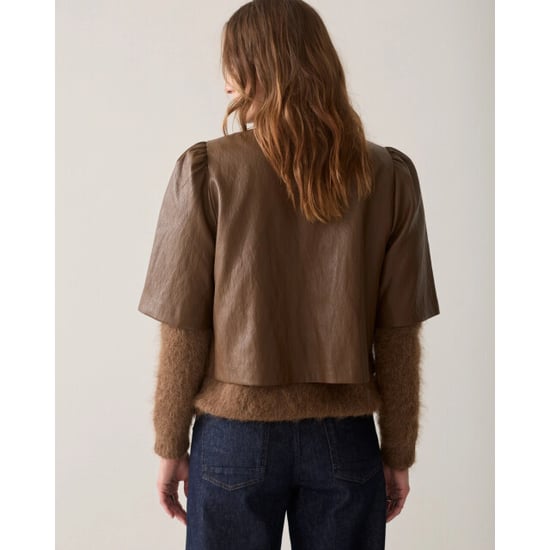 Summum 2s3578-12526 756 puff sleeve top soft faux leather sepia brown - Image 2