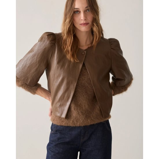 Summum 2s3578-12526 756 puff sleeve top soft faux leather sepia brown - Image 4