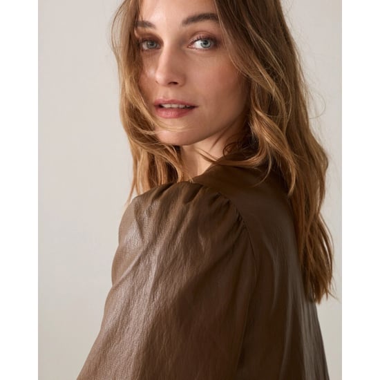 Summum 2s3578-12526 756 puff sleeve top soft faux leather sepia brown - Image 5