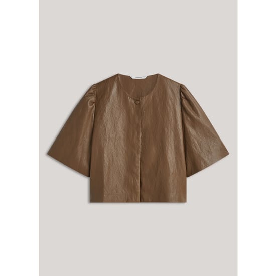 Summum 2s3578-12526 756 puff sleeve top soft faux leather sepia brown - Image 6