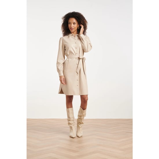 Smashed Lemon Faux leather jurk met tailleceintuur | - Image 2
