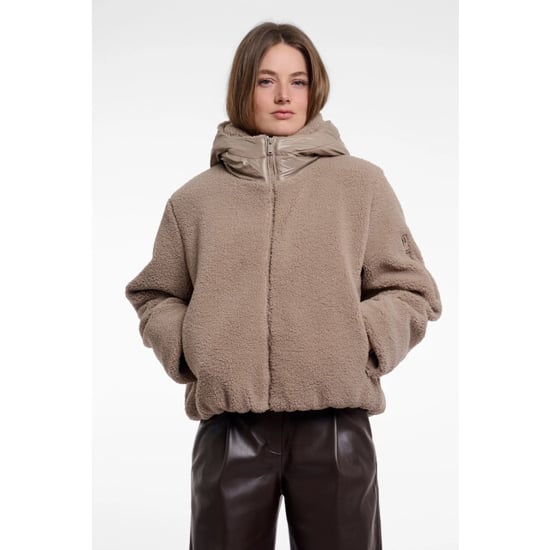 Rino & Pelle Jayla.7002613 rino en pelle mixed material jacket with hood mocha latte - Image 1