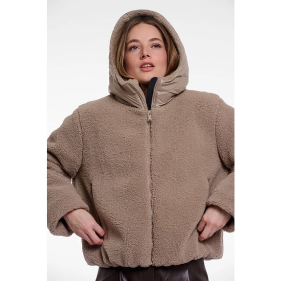 Rino & Pelle Jayla.7002613 rino en pelle mixed material jacket with hood mocha latte - Image 4