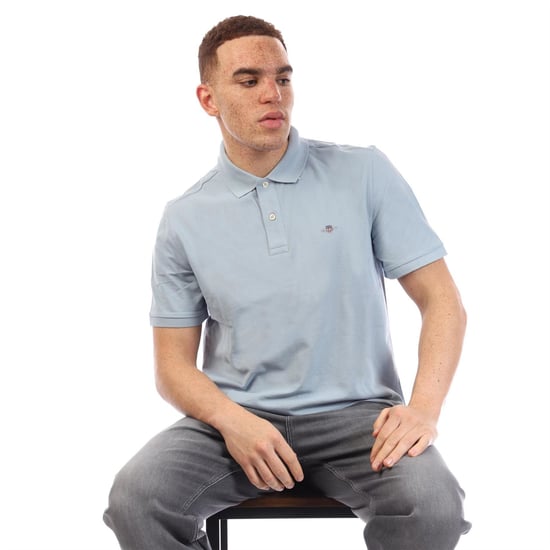 Men's Gant Shield Logo Polo Shirt in Blue - Image 4