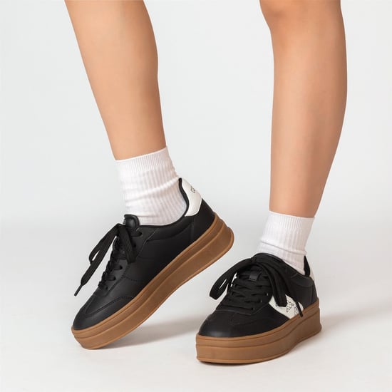 Women's Kappa Scafa Platform Ladies Trainers in Black - Image 3