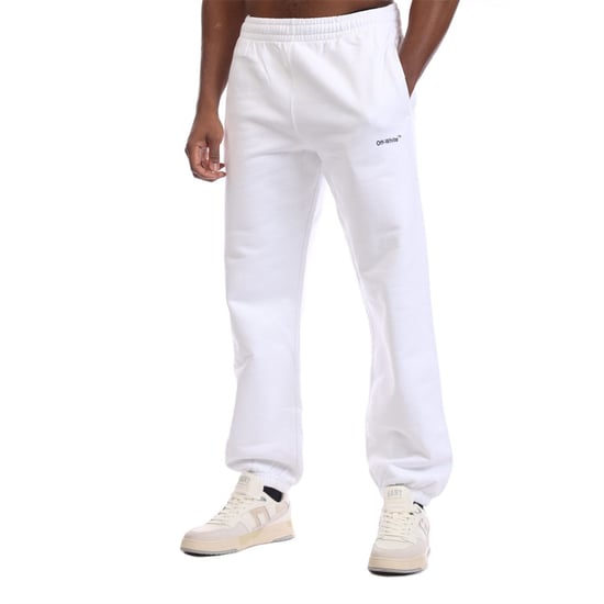 Men's Off White Arrow Pocket Slim Sweatpants in White Black - Image 1