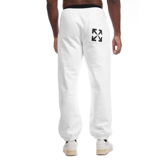 Men's Off White Arrow Pocket Slim Sweatpants in White Black - Image 4