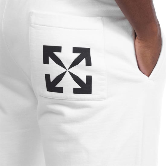 Men's Off White Arrow Pocket Slim Sweatpants in White Black - Image 5