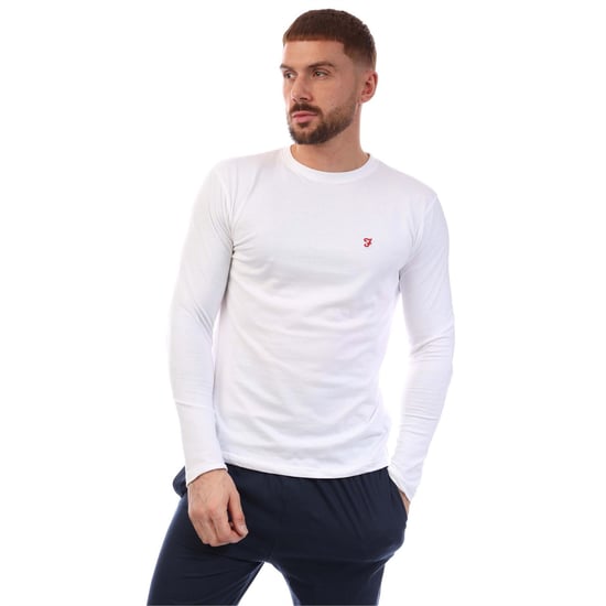 Men's Farah T Shirt And Pant Set in White Navy - Image 1