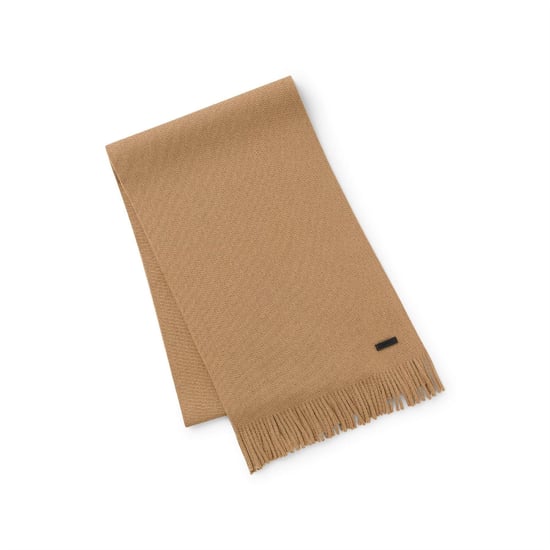Accessories Boss Logo Plaque Scarf in Virgin Wool in Beige - Image 2