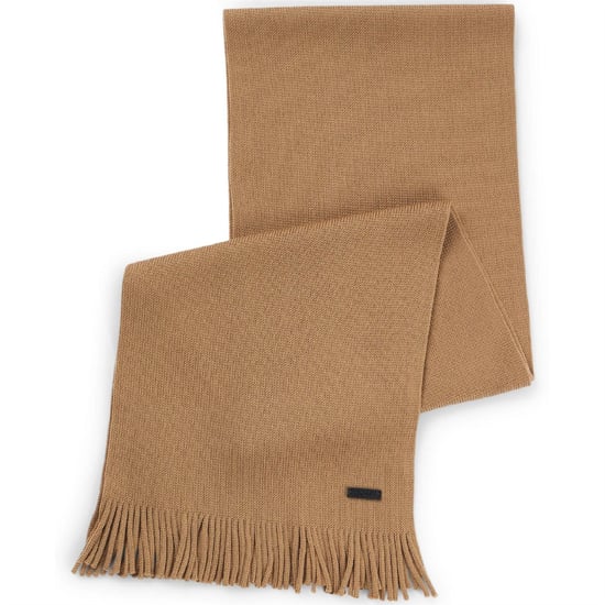 Accessories Boss Logo Plaque Scarf in Virgin Wool in Beige - Image 3