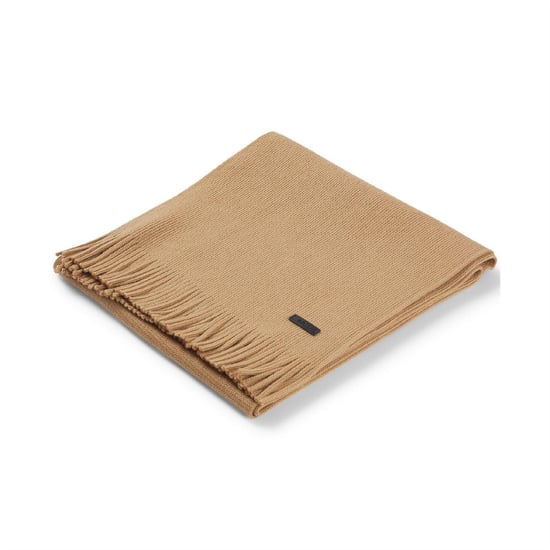 Accessories Boss Logo Plaque Scarf in Virgin Wool in Beige - Image 5