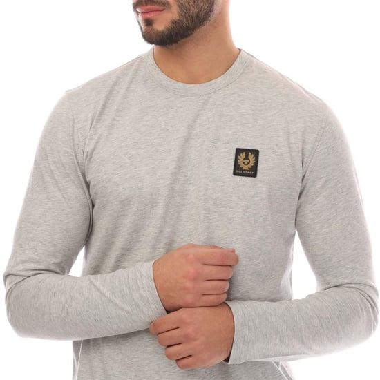 Men's Belstaff Jersey Long Sleeved T Shirt in Silver - Image 2