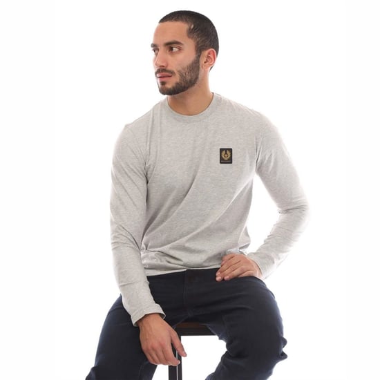 Men's Belstaff Jersey Long Sleeved T Shirt in Silver - Image 4