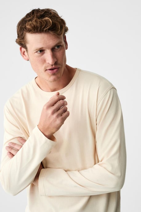 Ribbad T-shirt med rund hals och långa ärmar - Image 4