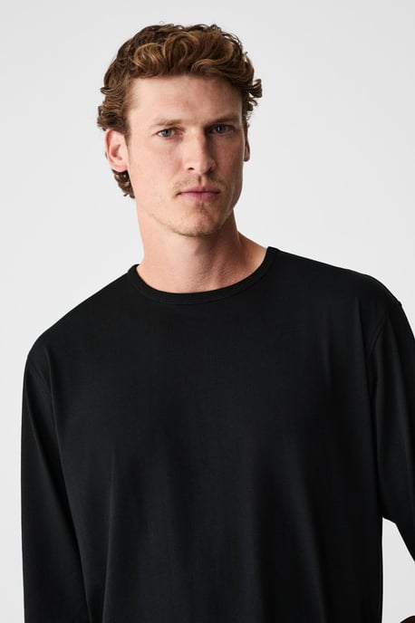 Ribbed Crew Neck Long Sleeve T-Shirt - Image 3
