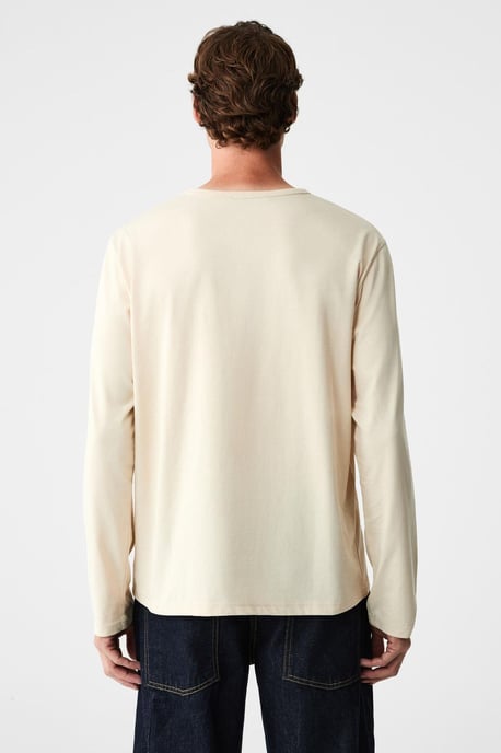 Ribbad T-shirt med rund hals och långa ärmar - Image 6