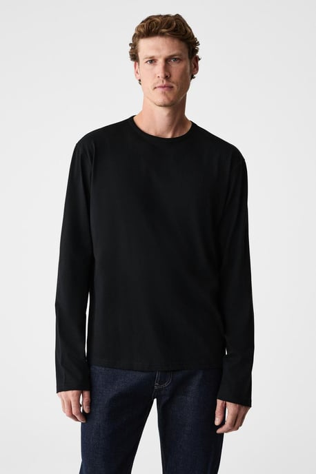 Ribbed Crew Neck Long Sleeve T-Shirt - Image 4