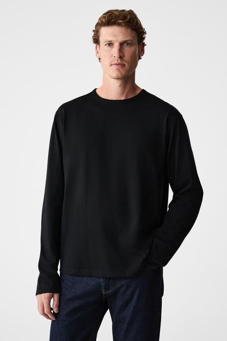 Ribbed Crew Neck Long Sleeve T-Shirt - Image 5