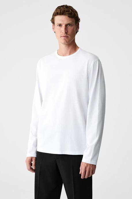 Ribbad T-shirt med rund hals och lång ärm - Image 3