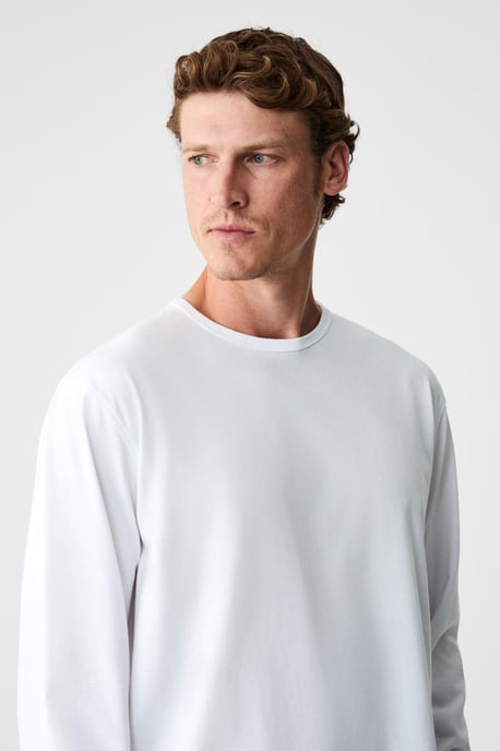 Ribbad T-shirt med rund hals och lång ärm - Image 4