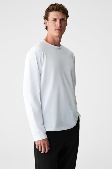 Ribbad T-shirt med rund hals och lång ärm - Image 5