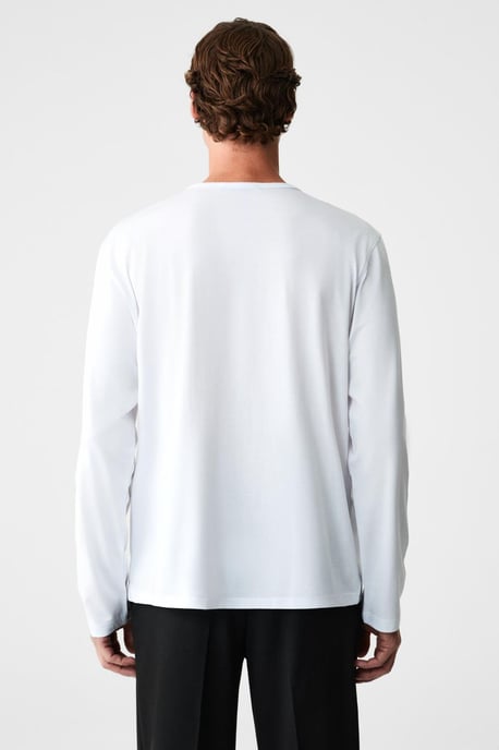 Ribbad T-shirt med rund hals och lång ärm - Image 6