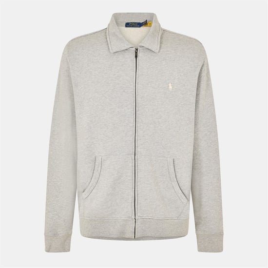 Men's Ralph Lauren Solid Patterned Full Zipper Ribbed Cuff Sweat Jacket in Spring Heather - Image 1