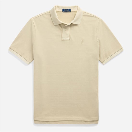 Men's Ralph Lauren Embroidered Collared Short Sleeve Slim Polo Shirt in Natural - Image 1