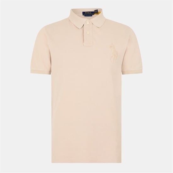 Men's Ralph Lauren Embroidered Collared Short Sleeve Slim Polo Shirt in Stoneware Grey - Image 1
