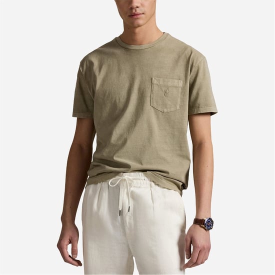 Men's Ralph Lauren Slim Fit Crew Neck Short Sleeve T-Shirt in Olive - Image 1
