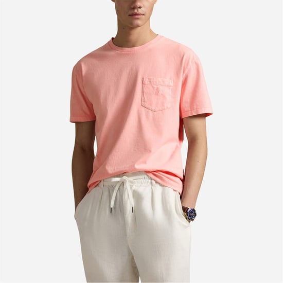 Men's Ralph Lauren Slim Fit Crew Neck Short Sleeve T-Shirt in Rose - Image 1